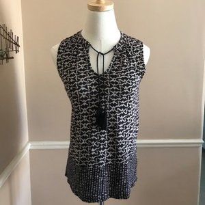 Lucky Brand Black/Tan Geometric Print Sleeveless Sz S